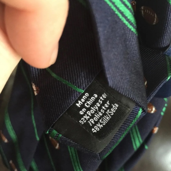 New with Tags!! Men's, Croft & Barrow, Football Themed Tie, Navy/Green - Picture 3 of 3